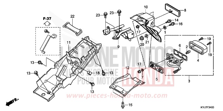 REAR FENDER for CBR250R ABS PEARL SPENCER BLUE (PB308) from 2011